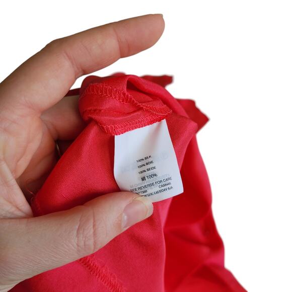 J Crew Womens One Shoulder Silk Shantung Top Size 8 Brilliant Poppy Ruffle NEW - Picture 8 of 11